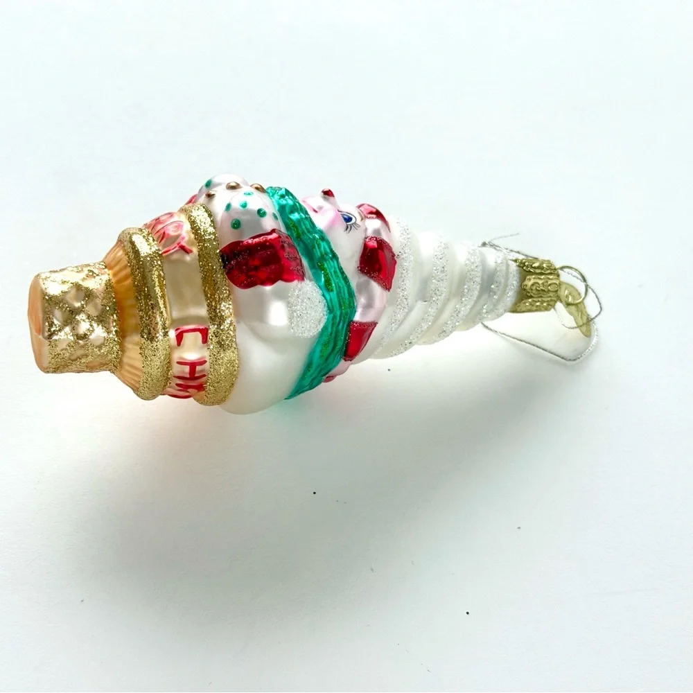 Old World Christmas Blown Glass Ice Cream Cone Ornament